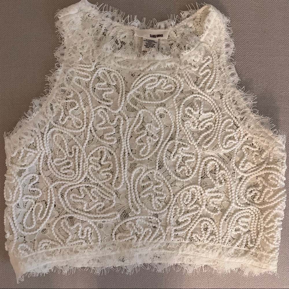 White lace crop top